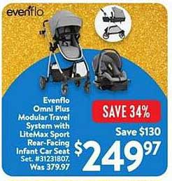 Evenflo Omni Plus Modular Travel System with LiteMax Sport Rear-Facing Infant Car Seat