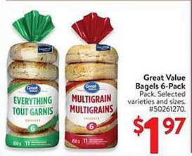 Great Value Bagels 6-Pack