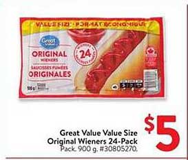 Great Value Value Size Original Wieners 24-Pack