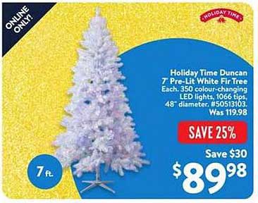 Holiday Time Duncan 7' Pre-Lit White Fir Tree