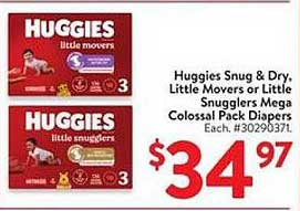 Huggies Snug & Dry, Little Movers or Little Snugglers Mega Colossal Pack Diapers