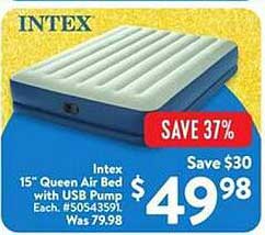 Intex 15" Queen Air Bed with USB Pump