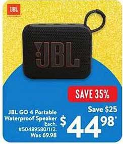 JBL GO 4 Portable Waterproof Speaker Each