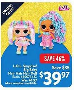 L.O.L. Surprise! Big Baby Hair Hair Hair Doll