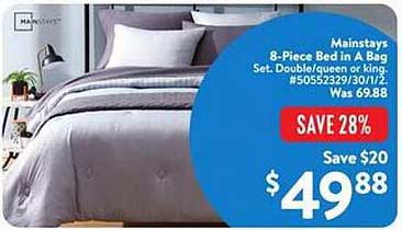 Mainstays 8-Piece Bed in A Bag Set: Double/Queen or King