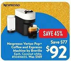 Nespresso Vertuo Pop+ Coffee and Espresso Machine by Breville