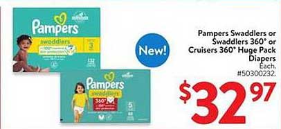 Pampers Swaddlers or Swaddlers 360° or Cruisers 360° Huge Pack Diapers