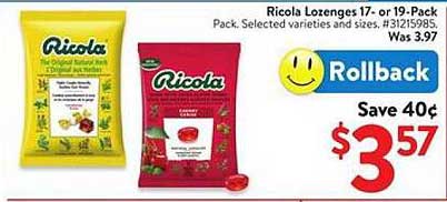 Ricola Lozenges 17- or 19-Pack