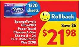 SpongeTowels UltraPRO Paper Towel Choose-A-Size