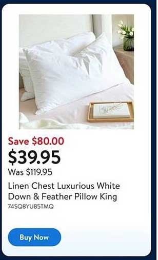 Linen Chest Luxurious White Down & Feather Pillow King