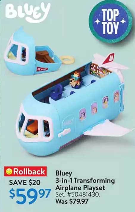 Bluey 3-in-1 Transforming Airplane Playset