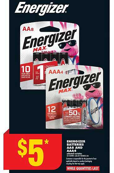 ENERGIZER BATTERIES AA8 AND AAA4