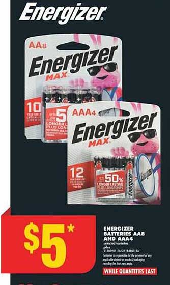 ENERGIZER BATTERIES AA8 AND AAA4