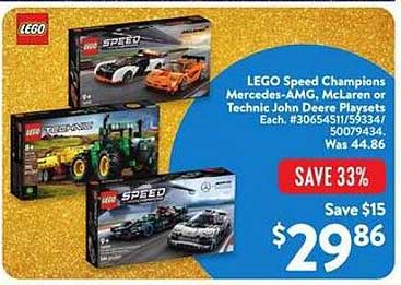 LEGO Speed Champions Mercedes-AMG, McLaren or Technic John Deere Playsets