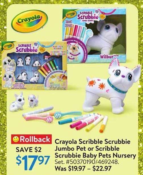 Crayola Scribble Scrubbie Jumbo Pet or Scribble Scrubbie Baby Pets Nursery