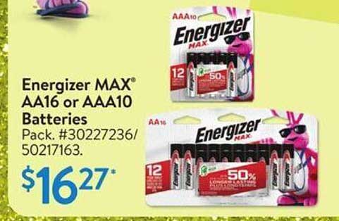 Energizer MAX® AA16 or AAA10 Batteries