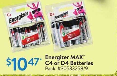 Energizer MAX® C4 or D4 Batteries