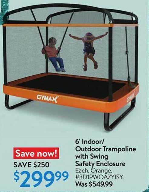 GYMAX 6' Indoor/Outdoor Trampoline with Swing Safety Enclosure