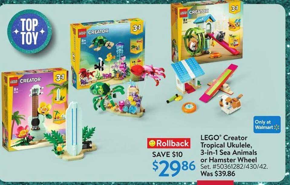 LEGO® Creator Tropical Ukulele, 3-in-1 Sea Animals or Hamster Wheel