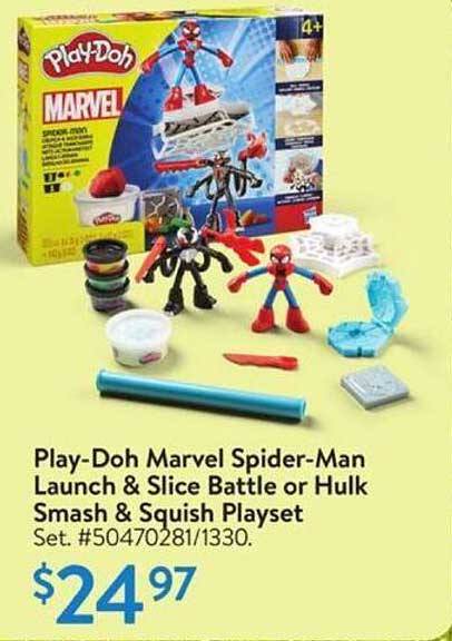 Play-Doh Marvel Spider-Man Launch & Slice Battle or Hulk Smash & Squish Playset