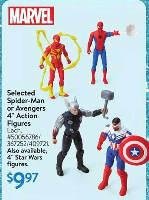 Selected Spider-Man or Avengers 4" Action Figures