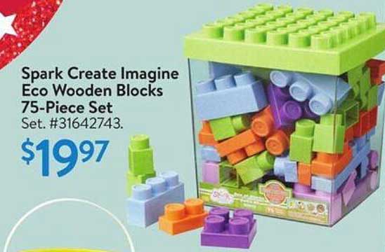 Spark Create Imagine Eco Wooden Blocks 75-Piece Set