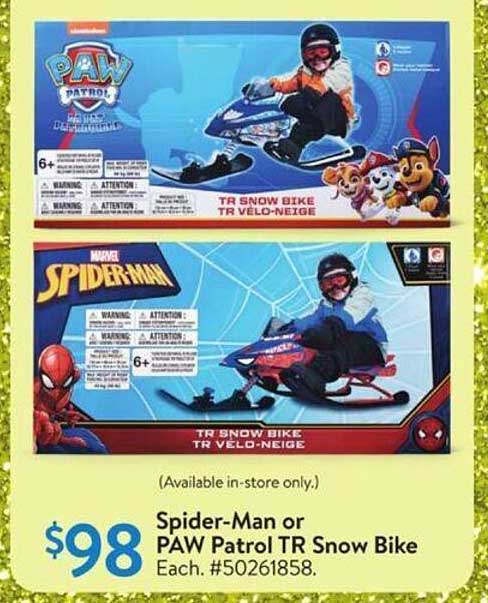 Spider-Man or PAW Patrol TR Snow Bike