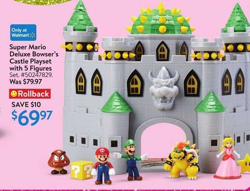 Super Mario Deluxe Bowser’s Castle Playset with 5 Figures