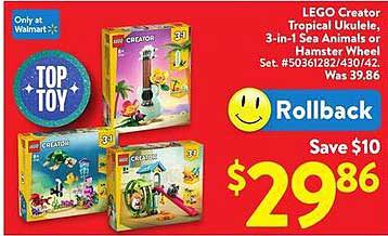 LEGO Creator Tropical Ukulele, 3-in-1 Sea Animals or Hamster Wheel
