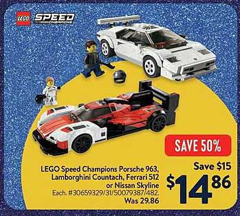 LEGO Speed Champions Porsche 963, Lamborghini Countach, Ferrari 512 or Nissan Skyline