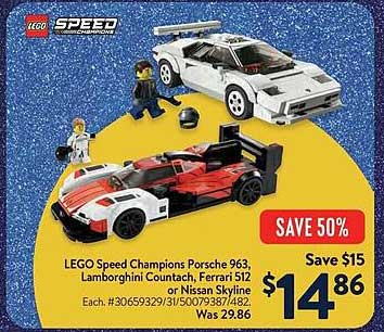 LEGO Speed Champions Porsche 963, Lamborghini Countach, Ferrari 512 or Nissan Skyline