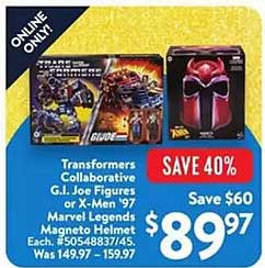 Transformers Collaborative G.I. Joe Figures or X-Men '97 Marvel Legends Magneto Helmet