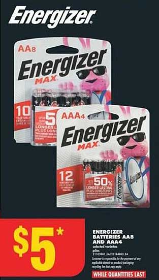 ENERGIZER BATTERIES AA8 AND AAA4