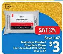 Mainstays Comfort Complete Pillow