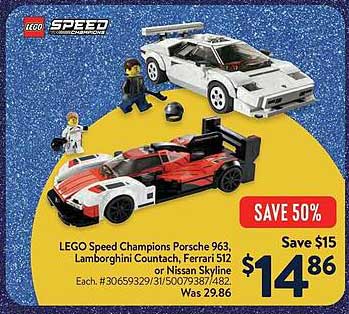 LEGO Speed Champions Porsche 963, Lamborghini Countach, Ferrari 512 or Nissan Skyline