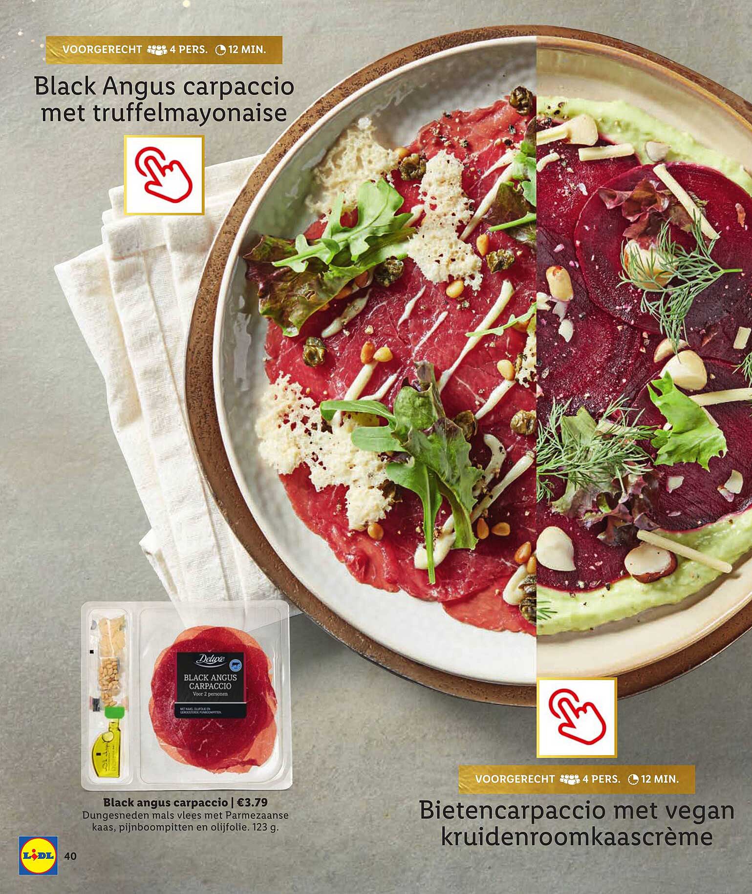 Black Angus carpaccio met truffelmayonaise