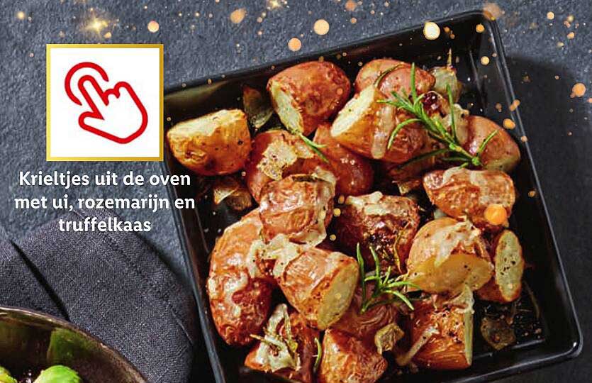 Krieltjes uit de oven met ui, rozemarijn en truffelkaas