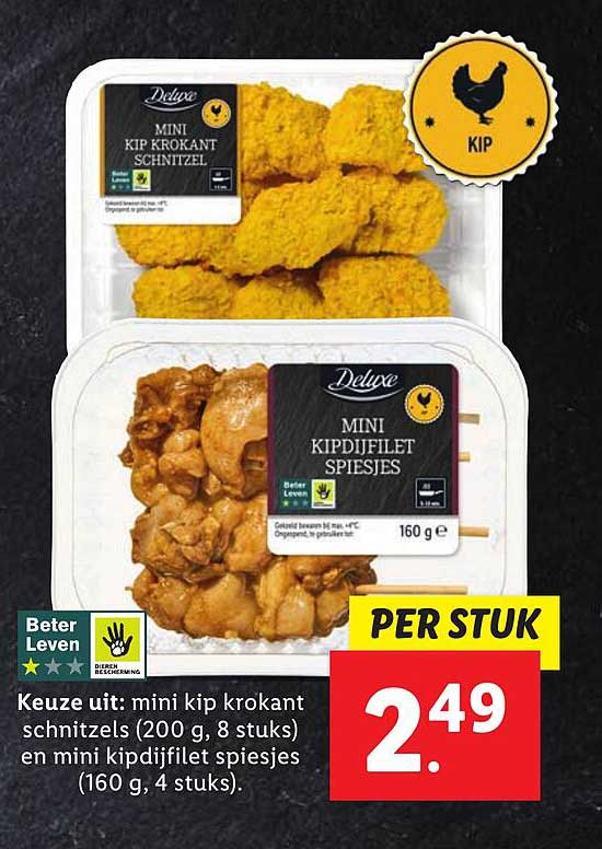 Mini Kip Krokant Schnitzel en Mini Kipdijfilet Spiesjes