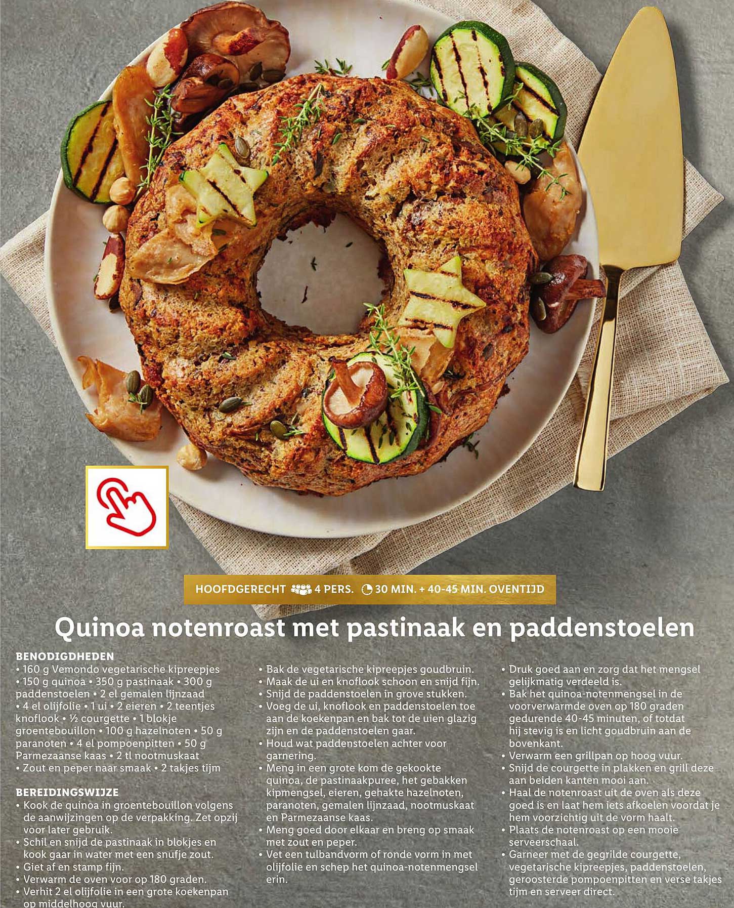 Quinoa notenroast met pastinaak en paddenstoelen