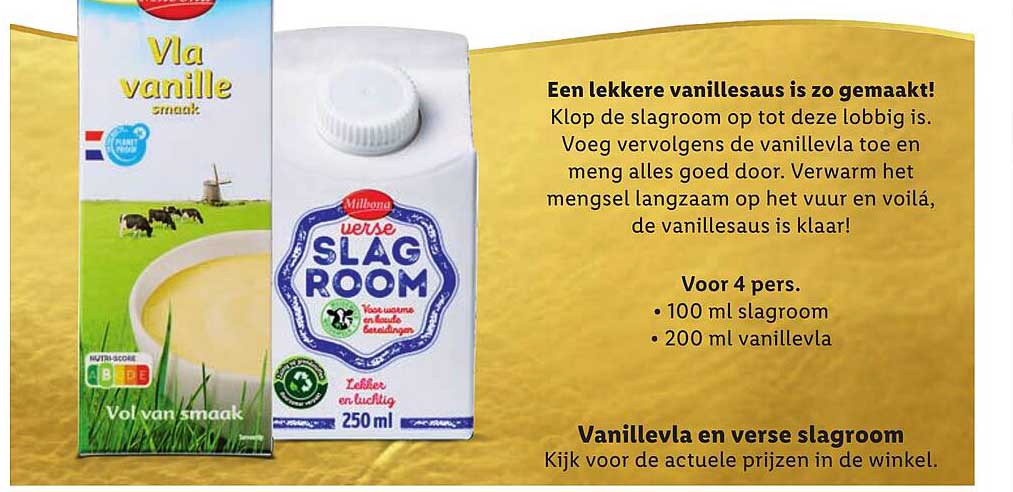 Vla vanille smaak en verse slagroom