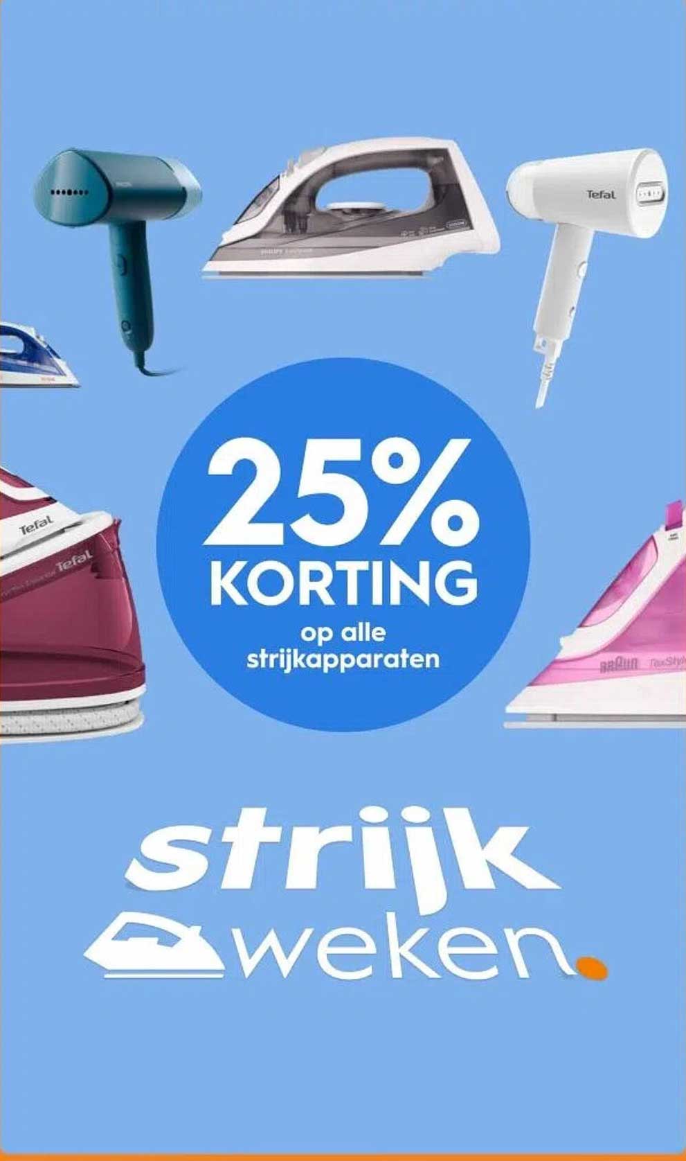 25% KORTING op alle strijkapparaten