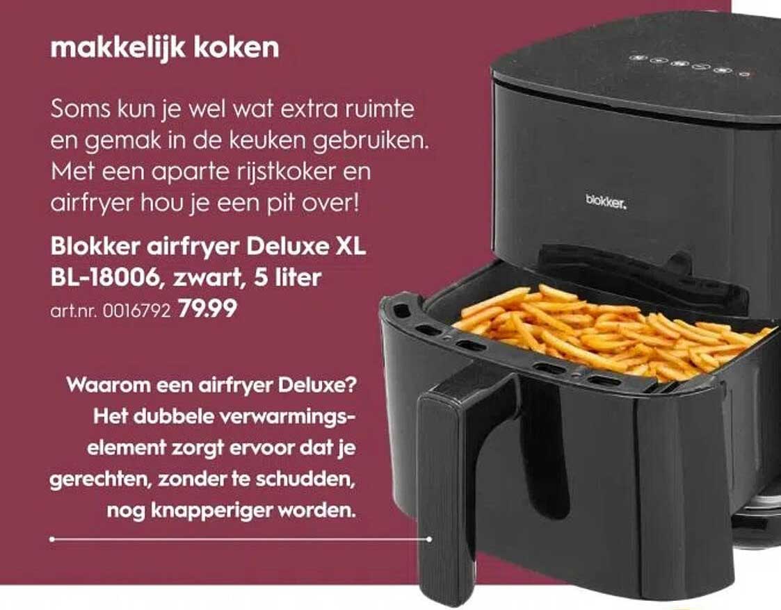 Blokker airfryer Deluxe XL BL-18006, zwart