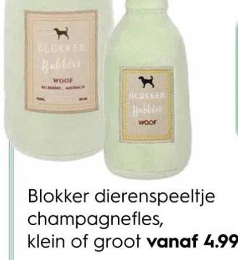 Blokker dierspeeltje champagnefles, klein of groot