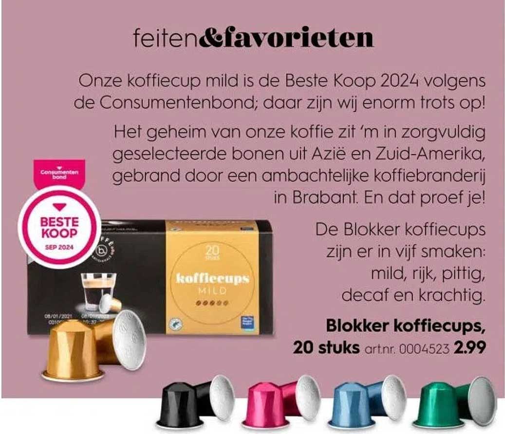 Blokker koffiecups, 20 stuks