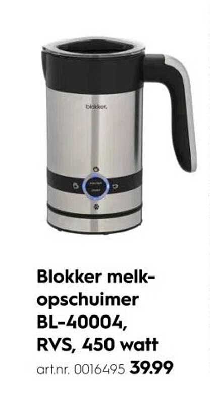 Blokker melkopschuimer BL-40004, RVS, 450 watt