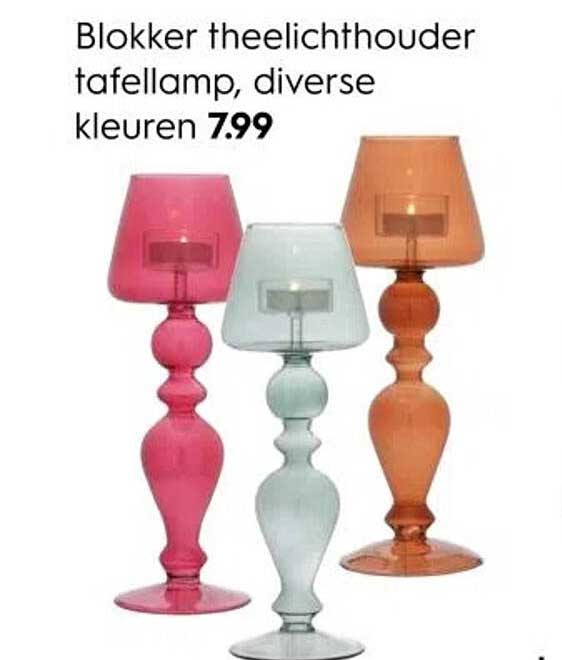 Blokker theelichthouder tafellamp, diverse kleuren