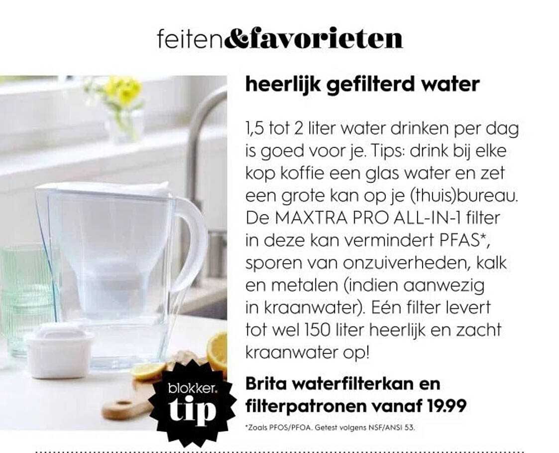 Brita waterfilterkan en filterpatronen vanaf 19.99