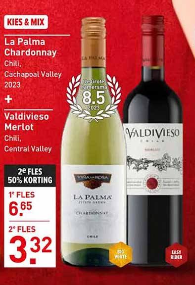 La Palma Chardonnay + Valdivieso Merlot