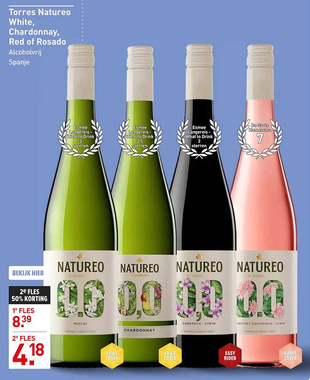 Torres Natureo White, Chardonnay, Red of Rosado