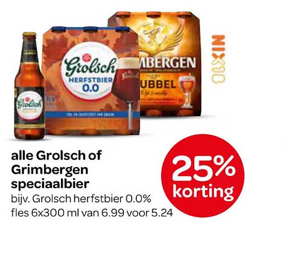 alle Grolsch of Grimbergen speciaalbier